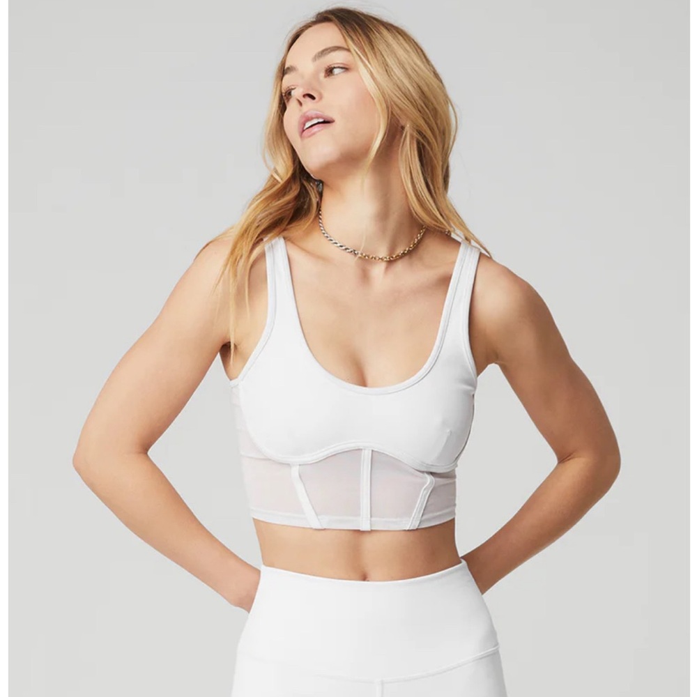 Alo mesh corset tank sz L white